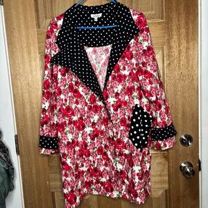 Jovie Women’s boho oversized Floral and Polka Dot Coat size L
